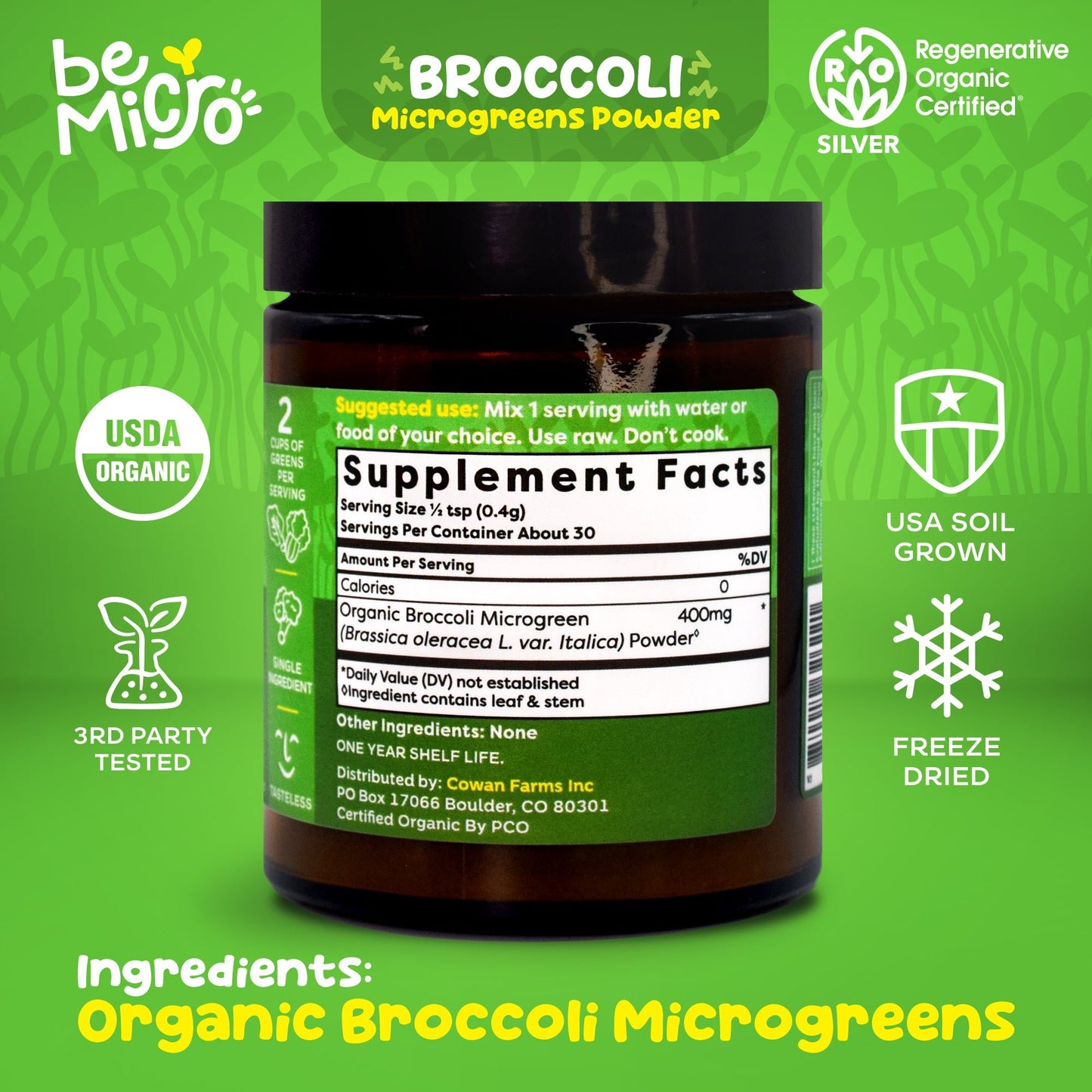 Organic Broccoli Microgreens Powder (New) BeMicro