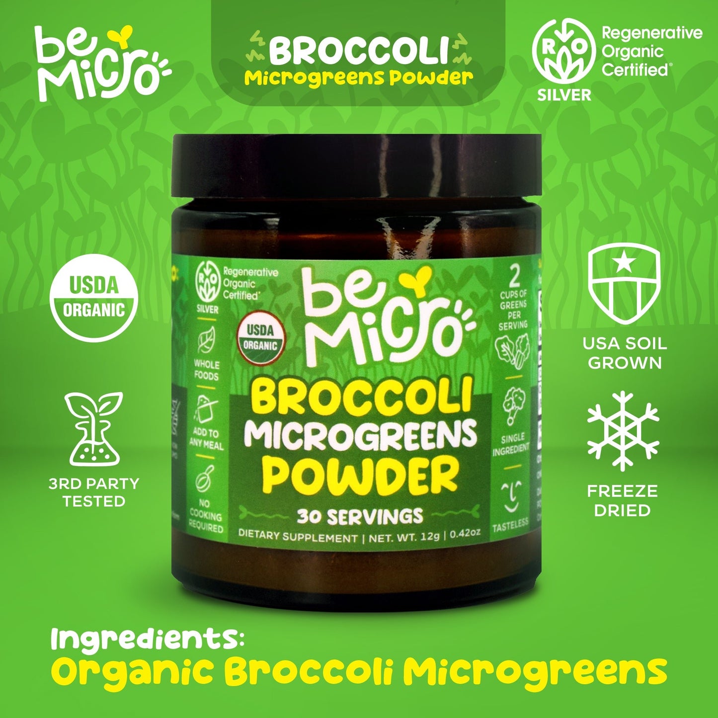 Organic Broccoli Microgreens Powder (New) BeMicro